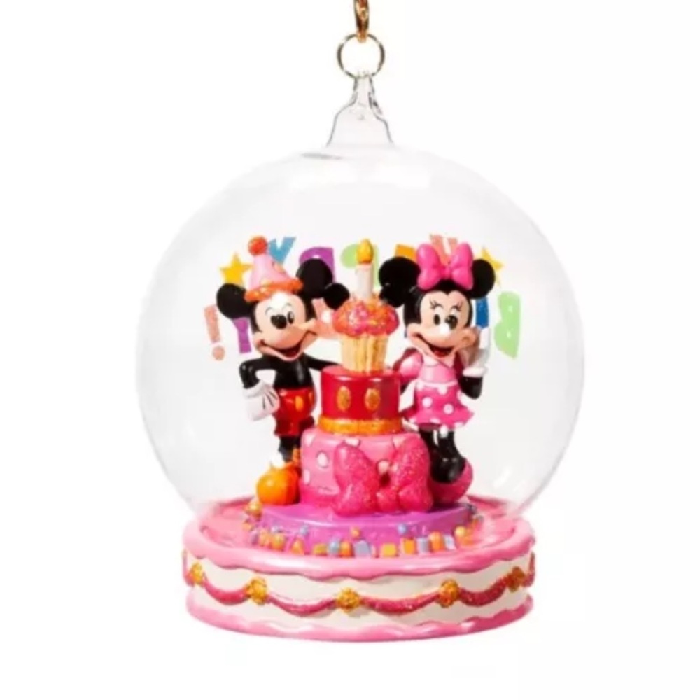 Disney HAPPY BIRTHDAY Mickey Mouse & Minnie Mouse Globe Ornament New in Box